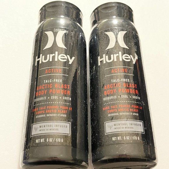 Lot of 2 Hurley Active Talc-Free Artic Blast Body Powder Menthol Infused 6 oz - Picture 1 of 3